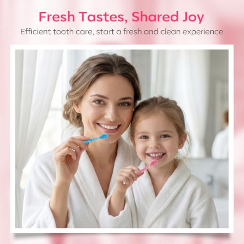 FAMILIFE Travel Toothbrush - 5 in 1 Mini Disposable Toothbrush with Toothpaste, Floss Picks & Tongue Scraper, Individually Wrapped Prepasted Brush for Weekend, Business Trip & Camping (Peach, 24pcs) - color: Peach 24 Pcs