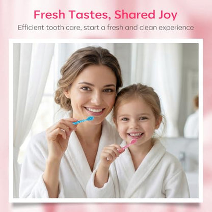 FAMILIFE Travel Toothbrush - 5 in 1 Mini Disposable Toothbrush with Toothpaste, Floss Picks & Tongue Scraper, Individually Wrapped Prepasted Brush for Weekend, Business Trip & Camping (Peach, 24pcs) - color: Peach 24 Pcs