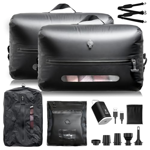 Travel Vacuum Bags with USB-C Pump, Compression Storage Bags for Clothing, Space Saving Packing Cubes Alternative for Carry-On Suitcase, Backpack & Luggage, Waterproof Reusable Travel Bags