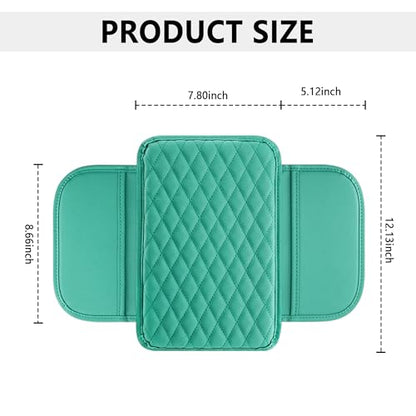 Stacool Upgraded Car Center Console Cover,Microfiber Leather Car Armrest Cover Cushion with 2 Storage Bags,Universal Car Armrest Storage Box (Turquoise) - color: Turquoise