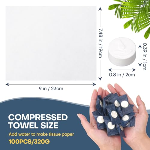 Disposable Face Towel 100 Count Compressed Towel Tablets Individually Wrapped 9×7.5 Inch Portable Washcloths Compact Cloths for Travel Hiking Camping Gym Fitness Outdoor Gear Hotel Stay (Blue) - color: Blue, size: 100 Count (Pack of 1)