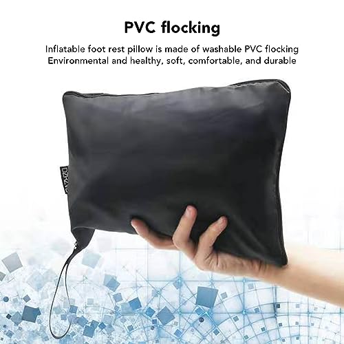 Foot Rest Pillow Inflatable Two Layer Single Air Valve PVC Flocking Portable Reducing Fatigue Airplane Foot Pillow for Office Home Travel (Grey) - color: Grey