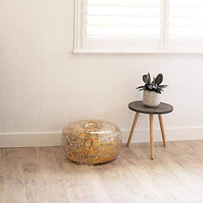 Air Candy Inflatable Ottoman BloChair Filled with Gold Glitter Perfect Inflatable Furniture for Kids and Adults. Can be Used Indoors or Outdoors.