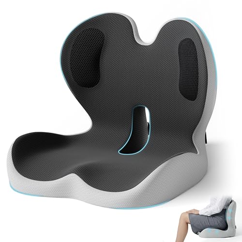 Ergonomic Seat Cushion,Office Chair Cushion with Lumbar Support Pillow,Car Orthopedic Seat Cushions,Designed for Sciatica,Tailbone,Back Pain Relief,for Office,Car,Truck,Home,Desk Chair - color: Color Blocked