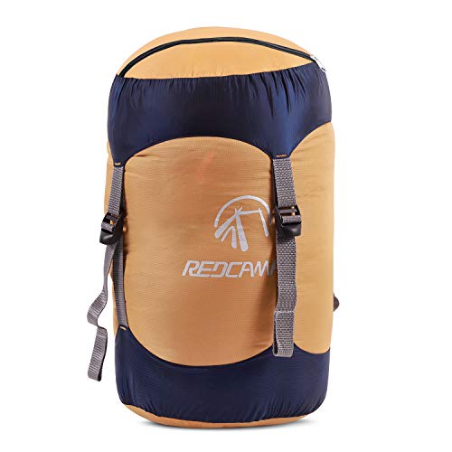 REDCAMP Nylon Compression Stuff Sack, 10L/17L/27L/40L Lightweight Sleeping Bag Compression Sack Great for Backpacking, Hiking and Camping,Blue/Yellow/Army Green/Black - color: Orange, size: Small