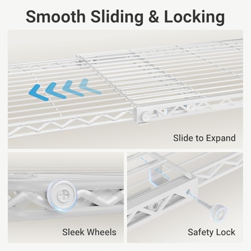 VIPEK X1 Plus Expandable Reach-in Closet Adjustable from 2'8" to 4'6" with Adjustable Shelves and Hanger Rods Clothes Rack Heavy Duty, Metal Clothing Racks Portable Walk-in Closet, White - color: White, size: X1 Plus