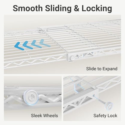 VIPEK X1 Plus Expandable Reach-in Closet Adjustable from 2'8" to 4'6" with Adjustable Shelves and Hanger Rods Clothes Rack Heavy Duty, Metal Clothing Racks Portable Walk-in Closet, White - color: White, size: X1 Plus