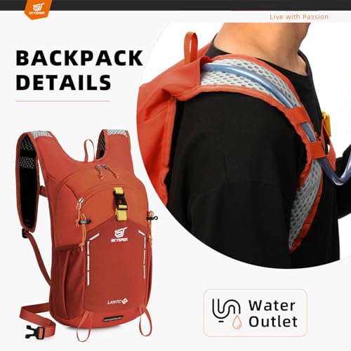 SKYSPER Small Hiking Backpack - 15L Travel Daypack Lightweight Bag Water Resistant Hiking Backpacks for Women Men - color: Orange, size: Small