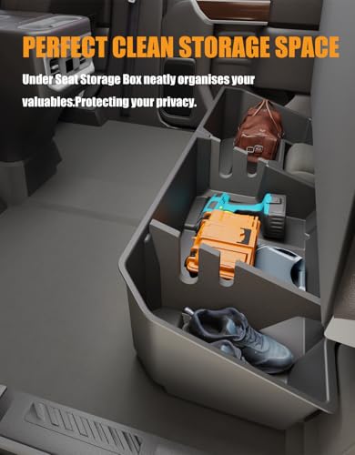 KINGGERI Under Seat Storage Boxes Compatible with 2019-2026 Chevy Chevrolet Silverado 1500/GMC Sierra 1500, 2020-2026 Silverado/Sierra 2500HD/3500HD | Double & Crew Cab Rear Underseat Organizer Box - size: 2019-2026 Chevy Silverado/GMC Sierra 1500