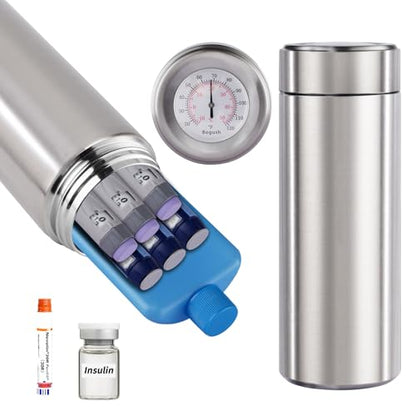 Bogush 60H Insulin Pens Cooler Hold 6-8 Pens Travel Case Medication Cooler for Travel TSA Approved Medicine Cooler Medical Diabetic Travel Cooler Bag Epipen Carry Case Silver - color: Silver