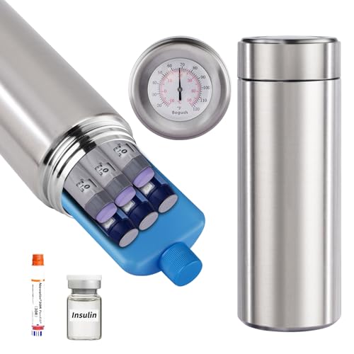 Bogush 60H Insulin Pens Cooler Hold 6-8 Pens Travel Case Medication Cooler for Travel TSA Approved Medicine Cooler Medical Diabetic Travel Cooler Bag Epipen Carry Case Silver - color: Silver