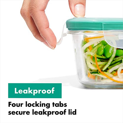 OXO Good Grips 3.5 Cup Smart Seal Glass Rectangle Food Storage Container, Clear (Pack of 2) - size: 3.5 Cup (Pack of 2), style: Glass