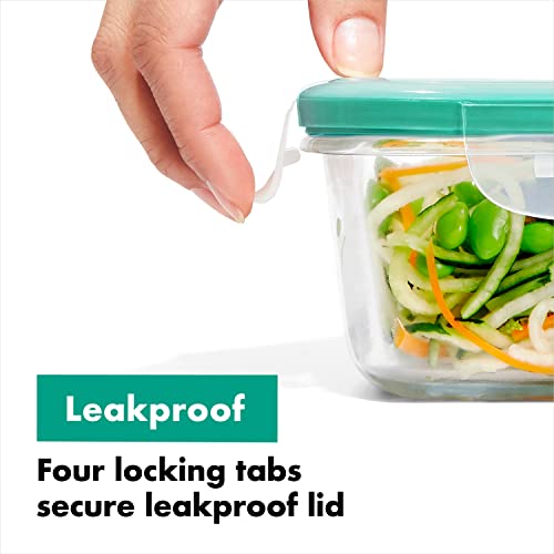 OXO Glass Food Storage Container, Rectangle, 1.6 Cup | Smart Seal | Leakproof | Pack of 2 - size: 1.6 Cup (Pack of 2), style: Glass