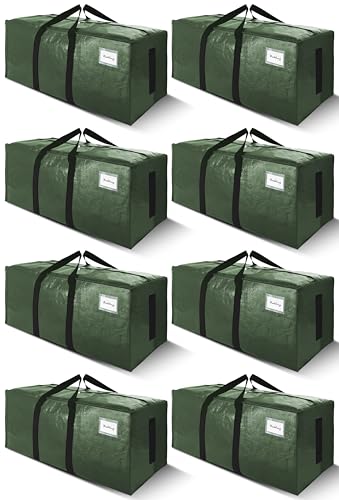 SWEET DOLPHIN 8 Pack 200LB Heavy-Duty Moving Bags with Wrap-Around Handles, Extra Large Storage Totes for Space Saving, Clothes Storage Bags, College Dorm Essentials, Green, 24 Gal - color: Green, size: 8 Pack - 24 Gal