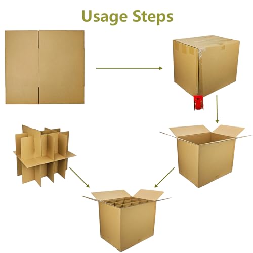5 Sets Moving Boxes with Divider Kits,16 x 12 x 13 Inch Glassware Dish Packing Box Kitchen Moving Box Corrugate Dividers with 120 Pcs Foam Pouches,2 Pcs tape rolls with dispenser(Two Layer) - style: 5 Sets-two layer-16x12x13in