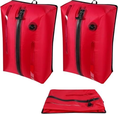 Reusable TPU Travel Vacuum Compression Bags - Waterproof Space Saver Bags for Luggage, Suitcase, Backpack, Storage Organizer (2 Pack, Red) - color: Red