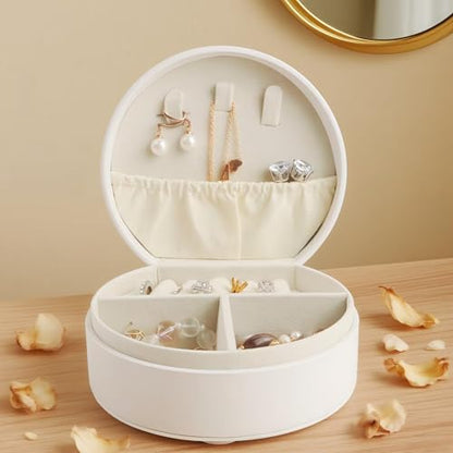 Travel Jewelry Case, Elegant Half-Moon Design with Golden Accents, Detachable Handle, White Personalized Accessory Organizer, Fashion-Forward Gift for Women and Teens(B) - style: B