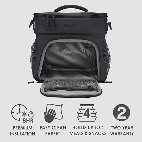 Bentgo Prep Deluxe Insulated Multimeal Bag - Lunch Box Bag, Holds 5 Meals, Premium Insulation up to 8 Hrs, Durable, Water-Resistant - Large Capacity For Adult Meal Prep (Dark Gray) - color: Dark Gray