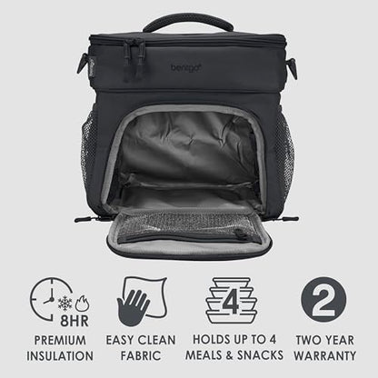 Bentgo Prep Deluxe Insulated Multimeal Bag - Lunch Box Bag, Holds 5 Meals, Premium Insulation up to 8 Hrs, Durable, Water-Resistant - Large Capacity For Adult Meal Prep (Dark Gray) - color: Dark Gray