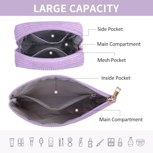 MAGEFY Makeup Bag Small Cosmetic Bag for Women - color: Purple-2pcs-Small+Large