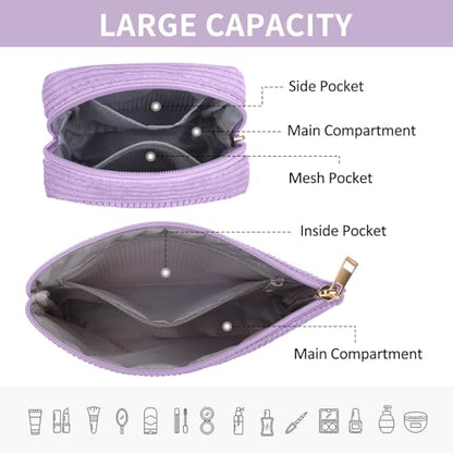 MAGEFY Makeup Bag Small Cosmetic Bag for Women - color: Purple-2pcs-Small+Large