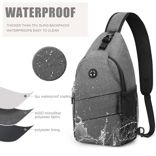 Pritent Crossbody Bags for Women Men Trendy Sling Bag Backpack Casual Chest Bag with Convertible Shoulder Strap - color: Light Grey, size: Medium