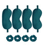 Satin Eye Mask 8Pcs Silk Sleep Masks Silky Blindfold Eyeshade Blackout Eyes Cover Scrunchies Hair Ties Travel Wedding Gifts - color: Peacock Blue