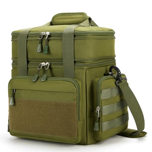 Gafetrey Tactical Lunch Box for Men, Insulated Lunch Bag Adult, Thermal Lunchbox Leakproof Waterproof Cooler Bag, Dual Compartment Lunch tote, Large Lunch Pail for Work Office Travel(Green) 15L - color: C-Green, size: 15L