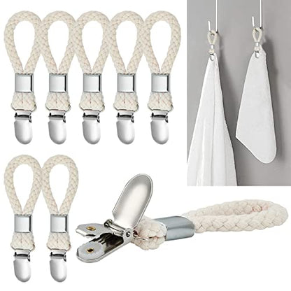 8 Pcs Kitchen Towel Clips, Metal Bath Towel Clips for Hooks, Hand Towels Hook with Loop Cotton for Home Kitchen Bathroom