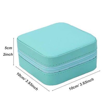 Travel Jewelry Case 2 Pack Mini Travel jewelry Box Portable Organizer Women Girls Gift Box for Rings Earrings Necklaces Bracelets - color: Blue