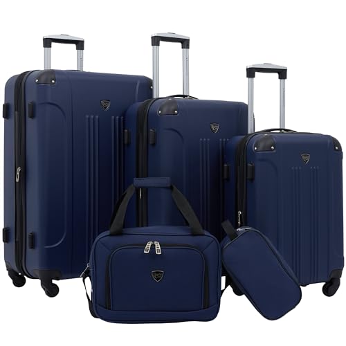Travelers Club Chicago Hardside Expandable Spinner Luggages, Navy Blue, 5 Piece Set, TCL-77995-410 - color: Navy Blue, size: 5 Piece Set
