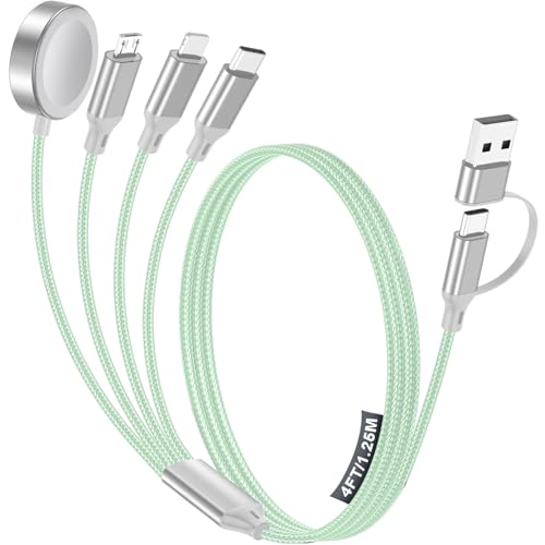 Travel Essentials,Multi Charging Cable for Apple Watch Charger/iPhone Charger/Samsung Charger,USB A & Type C Power Cable for iWatch Ultra/10-2/iPhone 17-11/Samsung S26,Serial Cables,Car[1.2M]-Green - color: 1-Green, size: 1.2M