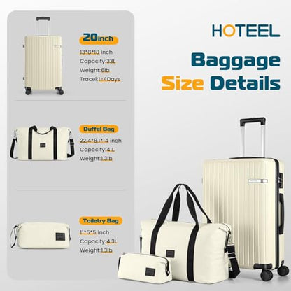 Hoteel luggage Sets 3 Piece Carry on Luaagae Suitcases with Spinner Whells & TSA Lock(4-YEAR WARRANTY), Carry on Suitcase ABS+PC Hard Shell Lightweight Travel Suitcases(20in/DB/TB, Beige) - color: Beige 111, size: 3 Piece set (20/DB/TB)ABS+PC