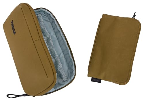 Thule Aion Travel Organizer - 2-in-1 Pouch Includes Travel Wallet and Electronics Bag - RFID Blocking Zipper Pouch - Internal Pockets to Stay Organized - 100% Recycled Waxed PFC-Free Fabric - color: Nutria