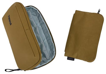 Thule Aion Travel Organizer - 2-in-1 Pouch Includes Travel Wallet and Electronics Bag - RFID Blocking Zipper Pouch - Internal Pockets to Stay Organized - 100% Recycled Waxed PFC-Free Fabric - color: Nutria