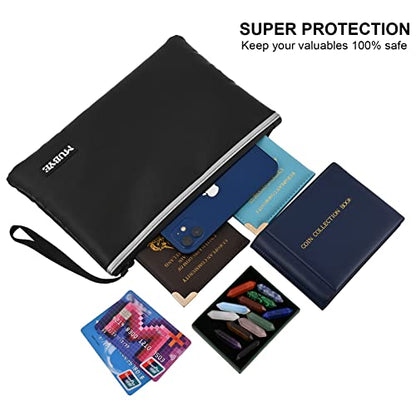 Fireproof Waterproof Money Document Bag - Safe Zipper Bags with Reflective Strip, Fire & Water Proof Storage Organizer Pouch for A4 Important Documents Holder,File,Cash,Passport,Tablet (13.4" x 9.8") - size: 13.4" x 9.8"