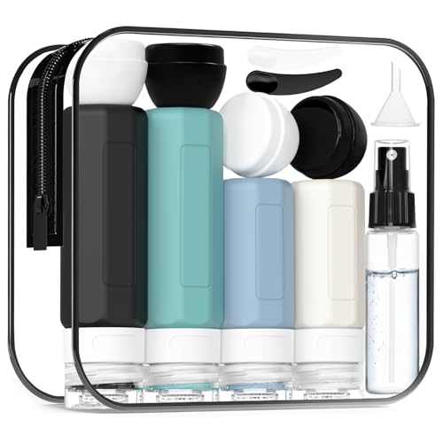 17 Pack Travel Bottles - TSA Approved Travel Size Toiletries, Leak Proof Containers for Toiletries, Silicone Squeezable Container for Shampoo, Body Wash, Lotion & Conditioner - Blue