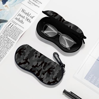 Sunglasses Soft Case, Ultra Light Portable Neoprene Zipper Glasses Case for Men Women - color: Black Camouflage