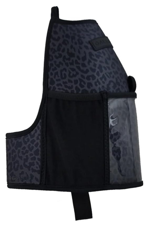 Half-Gallon Fitness Hydration Cover | Neoprene Insulated Cooling & Portable Gym Water Bottle Carrier | CASE with Storage Pockets - color: LEOPARD BLACK