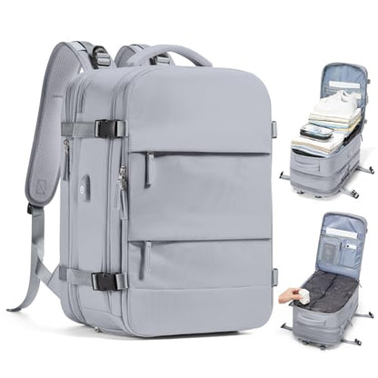 wepadre Vacuum Backpack Travel with Pump Travel Backpack with Vacuum System Expandable Vacpack Compression Backpacks for Travel Easy Vac Pack Carry on Luggage Grey - color: Grey