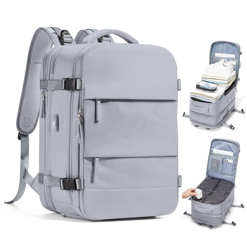 wepadre Vacuum Backpack Travel with Pump Travel Backpack with Vacuum System Expandable Vacpack Compression Backpacks for Travel Easy Vac Pack Carry on Luggage Grey - color: Grey