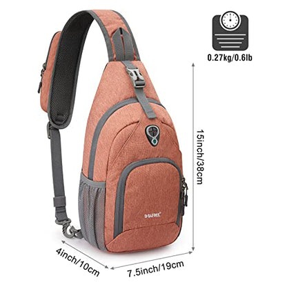 G4Free RFID Sling Bag Crossbody Backpack Small Chest Shoulder Bag Hiking Outdoor - color: Light Orange