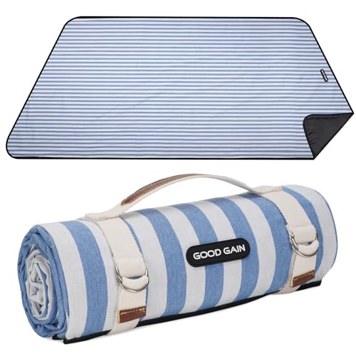 Picnic Outdoor Blankets Waterproof Extra Large - Beach Mat Sand Free Foldable with Carry Strap | Portable Camping Blanket | Park Blanket for Grass , Hiking, Travel, Concerts, Indoor (Cerulean Blue) - color: Cerulean Blue