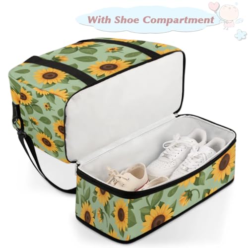 Travel Duffel Bag Lovely Sunflowers Weekender Bag with Shoe Compartment Foldable Overnight Bags for Travel Sports Lightweight Gym Bags for Men Women - color: Lovely Sunflowers