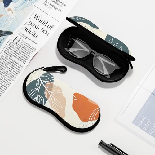 Sunglasses Soft Case, Ultra Light Portable Neoprene Zipper Glasses Case for Men Women - color: Boho Leaf