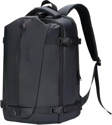 BAGOK Travel Backpack for Men and Women, Flight-Approved Carry-On Backpack with Laptop Compartment; Large-Capacity Personal Item for Business, Work, School, or Weekend Trips (Black). - color: Black