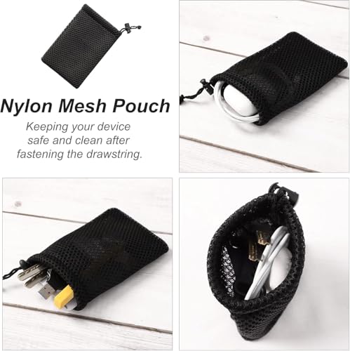 10pcs Nylon Mesh Drawstring Bag, 6 x 4 Inch Small Storage Pouch String Bags for Mini Stuff MP3 Charger Earphone Key, Travel Kit Organizer for Lipstick Cosmetic Jewelry, Black