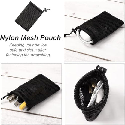 10pcs Nylon Mesh Drawstring Bag, 6 x 4 Inch Small Storage Pouch String Bags for Mini Stuff MP3 Charger Earphone Key, Travel Kit Organizer for Lipstick Cosmetic Jewelry, Black