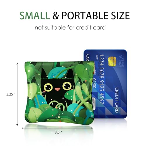 Travelambo Leather Squeeze Coin Purse Pouch Change Holder For Men & Women - color: Green Cat