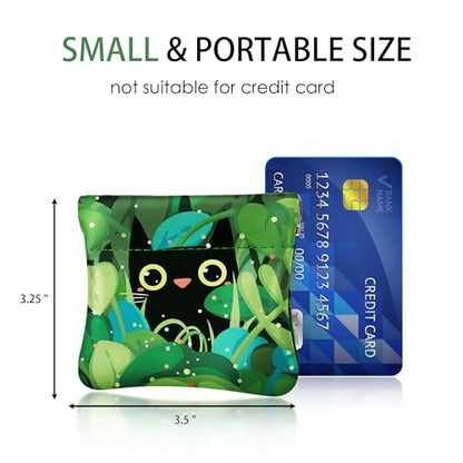 Travelambo Leather Squeeze Coin Purse Pouch Change Holder For Men & Women - color: Green Cat